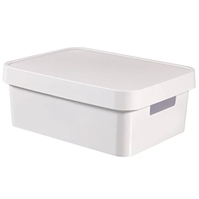 Immagine di Curver 04752 N 23 00 Infinity Scatola porta oggetti con coperchio in plastica, colore: bianco, dimensioni: 27 x 36,3 13,8 cm, 11 L