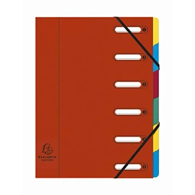 Immagine di Exacompta Rif. 55065E Harmonika Multipart File Dimensioni 24,5 x 32 cm, adatto per documenti A4, 6 sezioni a schede multiple, copertura in pressboard premium copertina rosso
