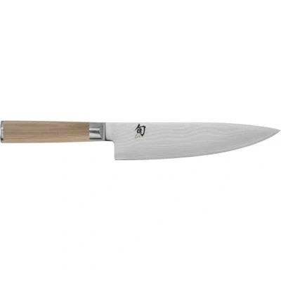 Immagine di KAI Shun Classic White coltello da cucina giapponese 20 cm lunghezza lama damasco 32 strati nucleo VG MAX 61 (±1) HRC manico in legno Pakka Made Japan forgiato
