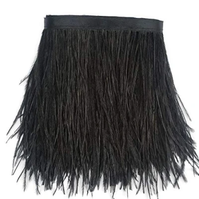 Immagine di Sowder, orlo sfrangiato con piume di struzzo nastro raso per abito, cucito, artigianato, costumi, decorazioni, confezione da 1,8 m light grey