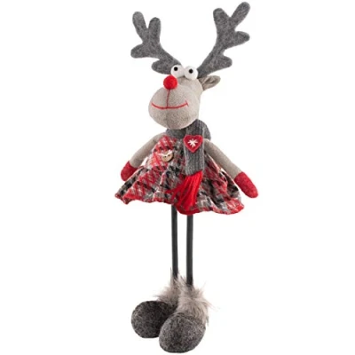 Immagine di WeRChristmas Statuetta a Forma di Renna con Gambe Morbide, Multicolore, 30 cm