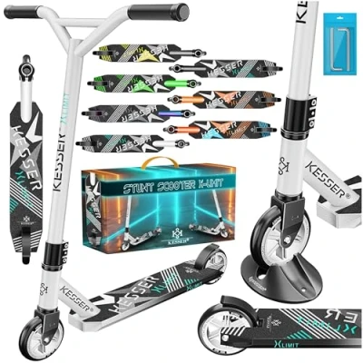 Immagine di KESSER® Monopattino divertente acrobatico X Limit Sterzo a 360 con ABEC 9 cuscinetti sfera ruote in PU da 100 mm robusto, per bambini adulti