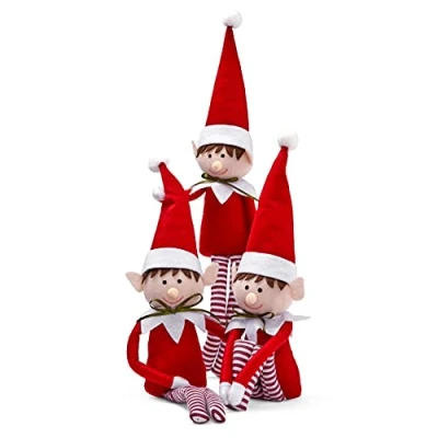 Immagine di THE TWIDDLERS 3 Elfi di Natale Imbottiti Ideali per Feste e Decorazioni Elfo Perfetti da Appendere. Fino a 48 cm Lunghezza
