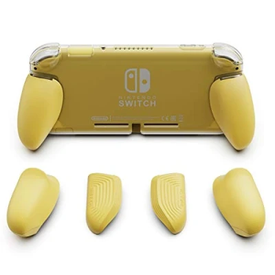 Immagine di Skull &amp; Co. GripCase Lite: A Comfortable Protective Case with Replaceable Grips [to Fit all Hands Sizes] for Nintendo Switch Lite [No Carrying Case] Yellow