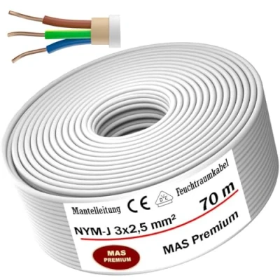 Immagine di cavo di alimentazione per ambienti umidi da 5 a 170 m, NYM J 3 x 2,5 mm², elettrico ad anello installazione fissa (70 m)