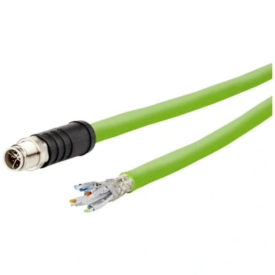 Immagine di Metz Connect 142M6X10020 M12 cavo di rete, patch CAT 6A SF/UTP 2.00 m Verde guaina in PUR, resistente agli acidi, allozono, ai raggi