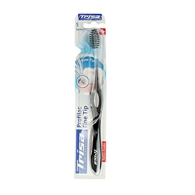 Immagine di TRISA Profilac Fine Tip Sensitive, spazzolino da denti per una pulizia particolarmente delicata ed efficiente, morbido, nero/bianco