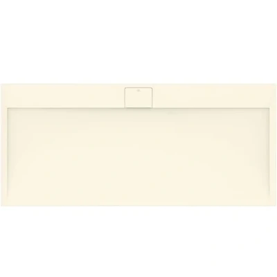 Immagine di Ideal Standard Ultra Flat S i.life, Piatto doccia rettangolare 180x80 in resina, Piletta di scarico lato lungo, Finitura opaca effetto pietra, Sabbia