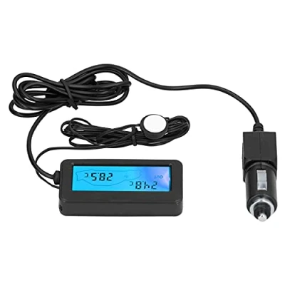 Immagine di Termometro Digitale a Led Dc12v Mini per Auto Misuratore di Temperatura Elettronico Strumento Misurazione Interni ed Esterni(Blu)
