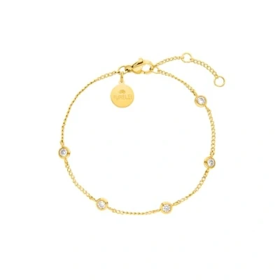 Immagine di Purelei® bracciale Spotlight, da donna in acciaio inossidabile resistente, resistente all&#039;acqua con perle di ametista, lunghezza regolabile 16 19 cm (Oro)