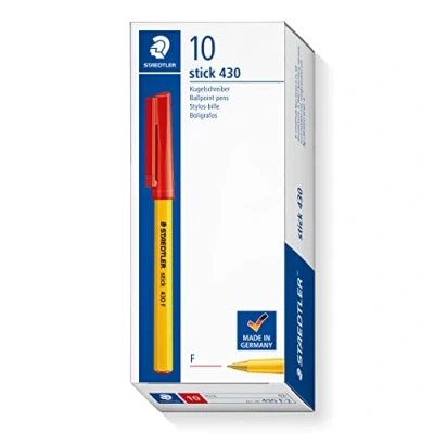Immagine di STAEDTLER Stick 430 F 2 Penna a sfera punta fine, confezione da 10, colore: Rosso