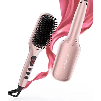 Immagine di Spazzola Lisciante per Capelli, Pettine Tutti i Tipi di Capelli con Denti Riscaldanti Nano, Tecnologia Doppio Anione, MCH 20s Riscaldamento Rapido e Spegnimento Automatico 60 Minuti