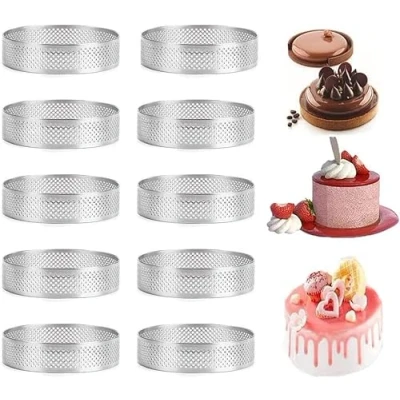 Immagine di Roundsky 10 Pezzi di Anelli Rotondi per Torte con risucchi, in Acciaio, e Torte, Mousse, Stampo da Cucina, cm