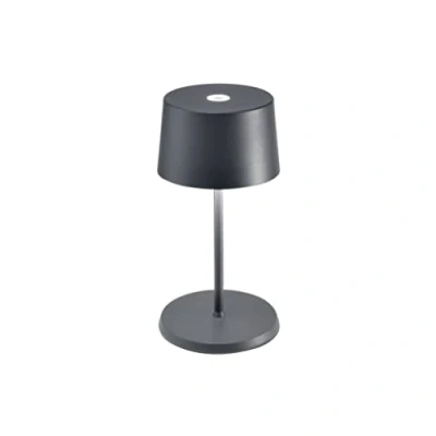 Immagine di Zafferano, Lampada Olivia Mini, da Tavolo Portatile e Ricaricabile con Controllo Touch, Adatta per Salotto ed Esterni, Dimmer, 2700 3000 K, Altezza 22 cm, Colore Grigio Scuro