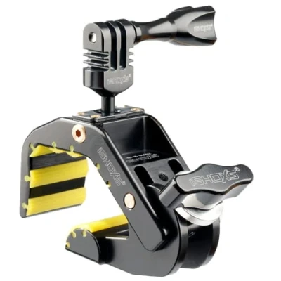 Immagine di iSHOXS Shark Universel Support moto pour GoPro Hero 12 11 10 9 8 DJI Osmo Insta360 Akaso et caméras d&#039;action compatibles en aluminium 28 65 mm 360 degrés