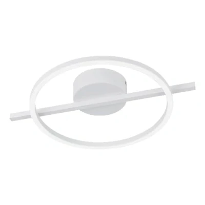 Immagine di Eglo Amandolo plafoniera LED, lampada da soffitto ad anello dimmerabile con telecomando, geometrica in metallo bianco, colore luce bianca caldo fredda, retroilluminazione RGB