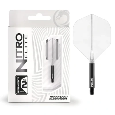 Immagine di RED DRAGON Freccette Nitro Flite Integrated Flight &amp; Shaft System N. 2 Forma e design Colore nero trasparente, lunghezza intermedia