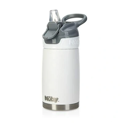 Immagine di Nuby Thirsty Kids No Spill Flip It Reflex Tazza da viaggio in acciaio INOX, 295 ml, colore: bianco