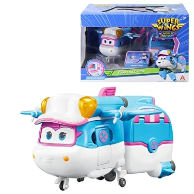Immagine di Super Wings Trasformando Lime &amp; Carrello Alimentare Adatto Per 3 4 5 6 7 Anni I Ragazzi E Le Ragazze, Transformtion Figure D&#039;Azione Il Gioco Prescolare Regali Di Compleanno, Pollici