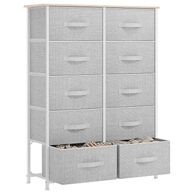 Immagine di YITAHOME Cassettiera in tessuto, armadietto con 10 cassetti, per Corridoio, vano contenitore tessuto soggiorno, camera da letto, cameretta dei bambini, grigio chiaro
