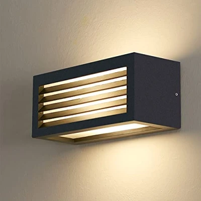 Immagine di HLFVLITE Lampada da Parete per esterni, su e giù Applique Esterno/Interno Moderna in Alluminio, Impermeabile IP54, Nero Opaco