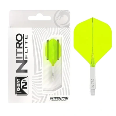 Immagine di RED DRAGON Freccette Nitro Flite Integrated Flight &amp; Shaft System N. 2 Forma e design Colore bianco giallo, lunghezza corta