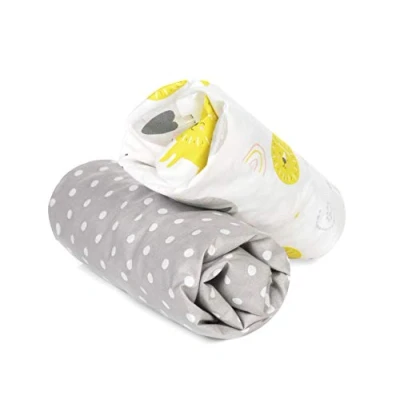 Immagine di FlyIdeas Set 2 Lenzuola con Angoli per Culle e Lettini Neonato, 120x60 cm 100% Morbido Soffice Cotone Certif. Bambino Elasticizzate