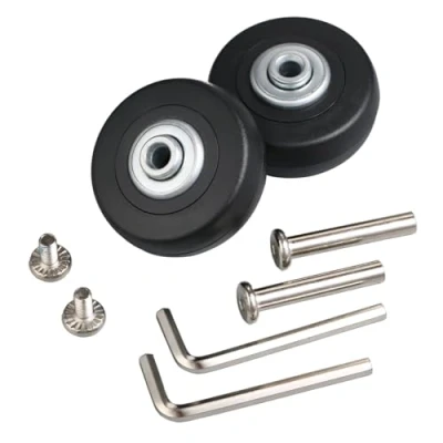 Immagine di Mtsooning Set di 2 ruote ricambio per valigia, 50 x 18 mm, con cuscinetti, assi e chiavi riparazione