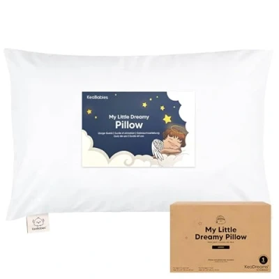 Immagine di KeaBabies cuscino per bambini con federa, 51 x 35 cm, a partire dai 2 anni, lavabile, morbido biologico bambini, dormire, grande (bianco morbido)