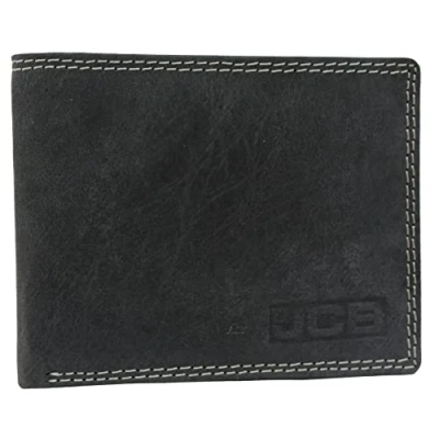 Immagine di JCB Portafoglio in pelle morbida grana Tecnologia RFID integrata Accessori da uomo 8 porta carte di credito Include tasca portamonete con cerniera, documenti patta Portafogli