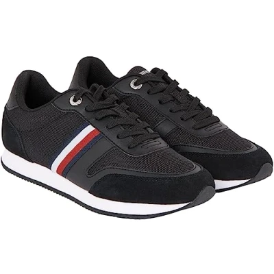 Immagine di Tommy Hilfiger Essential Stripes Runner Sneakers basse, Donna, Taglia: 36, Black Finta pelle / tessuto