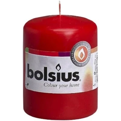 Immagine di Bolsius candele a pilastro lisce, colore rosso, 10 pezzi, 8 cm, decorative per la casa, lunghezza 17 ore, non profumate