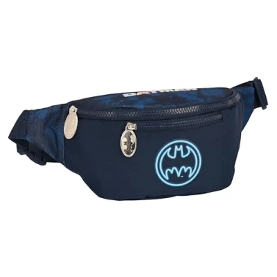 Immagine di Safta Batman Legendary Marsupio con tasca esterna, ideale per giovani e bambini di diverse età, comodo versatile, qualità resistenza, 23 x 9 12 cm, colore Blu marino, navy, Estándar, Casual