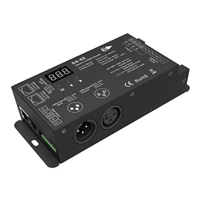 Immagine di 4 Channel Decoder DMX512 &amp; RDM DMX 512 Digital Display Dimming Driver Controller for LED RGBW Tape Strip Light RJ45 Connection