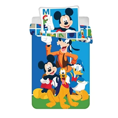 Immagine di JFabrics Set di biancheria da letto per bambini, con copripiumino e federa, bambini ragazzi, Paperino Plutone