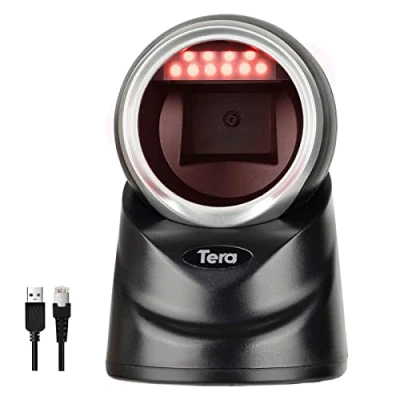 Immagine di Tera Desktop 1D 2D QR Barcode Reader Cavo USB cablato Omnidirezionale Scanner Lettore di Codici a Barre per Data Matrix PDF417 il Pagamento tramite Smartphone, Modello 9100