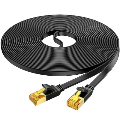 Immagine di UGREEN Cavo Ethernet Cat 7 Piatto Lan ad Alta Velocità 10 Gbps RJ45 per Gaming PS4 PS5 Router Modem TV Box Compatibile con 5 6 6a, 8 Metri