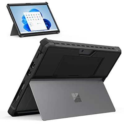 Immagine di MoKo Custodia Compatibile con Microsoft Surface PRO 2021 Schermo da 8 13&quot;, Protettiva di Retro Rigido e Morbido in Policarbonato TPU, Bordo Antiurto Rinforzato, Nero