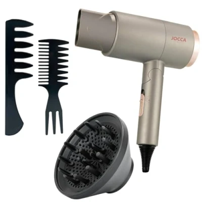 Immagine di JOCCA Asciugacapelli pieghevole con diffusore e pettini inclusi/potenza 2000W/motore DC/3 temperature 2 velocità/diffusore