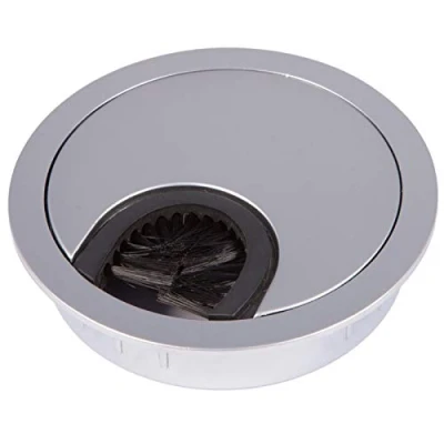 Immagine di SO TECH Passacavo metallo cromato opaco Dimensioni di foratura Ø 68 mm Scrivania con guarnizione antipolvere