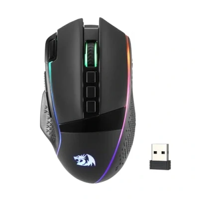 Immagine di Redragon M991 mouse da gioco wireless, cablato/wireless 19000 DPI con tasto di fuoco rapido, 9 pulsanti macro, capacità alimentazione durevole 45 ore e retroilluminazione RGB