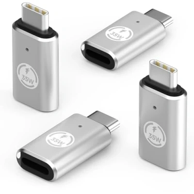 Immagine di MoKo Adattatore USB C Maschio a Lightning Femmina 4PZ, Connettore Femmina, Convertitore per iPhone 15/15 Pro/15 PRO Max/15 Plus, iPad, Non Audio/OTG, Argento 35W