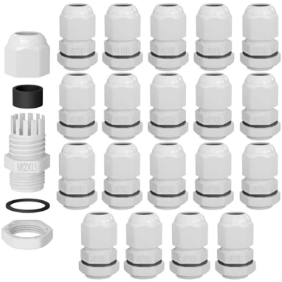 Immagine di hb digital 20x Pressacavo M12 per 3 6,5mm IP68 Impermeabile Resistente alla Polvere Ritardante di Fiamma Uso Esterno Industriale Facile Installazione Filettatura Metrica Bianco