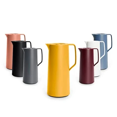 Immagine di Emsa, Caraffa Termica Motiva, Thermos 100% Ermetico con Ampolla in Vetro, Capacità 1 L, Chiusura Quick Press, Dimensioni 16,8 x 12,6 27,4 cm, Colore Giallo