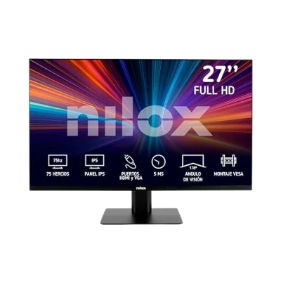 Immagine di Nilox NXM27FHD11 Monitor Gaming FullHD 27 Pollici, Frequenza 75Hz, Tempo di Risposta 5ms, Ingressi HDMI e VGA, PC con Retroilluminazione LED Angolo Visione 178