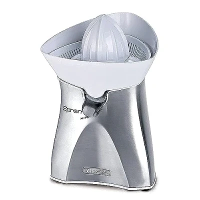 Immagine di Ariete 407 Spremì Metal Spremiagrumi elettrico movimento rotatorio alternato doppio cono 60 Watt Argento