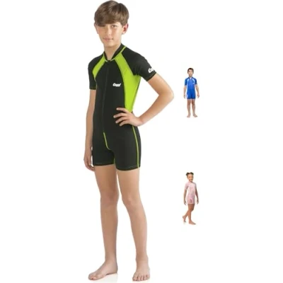 Immagine di Cressi Shorty Kid Muta per Bambini in Neoprene Ultra Stretch 1.5/2mm, Maniche Corte, XXL (7/8 Anni), Nero/Lime