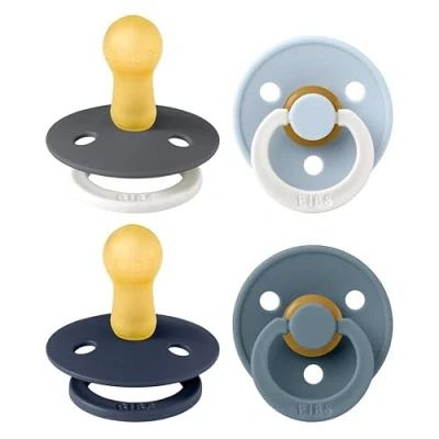 Immagine di BIBS Colour, Set di 4 ciucci, succhietto senza BPA, Tettarella tonda. Lattice gomma naturale, Prodotto in Danimarca. 6 18 mesi (set da 4), Petrol Glow Mix