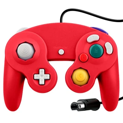 Immagine di OSTENT Cablato Shock Controller classico Gamepad Telecomando da Gioco Joypad Compatibile per di console Nintendo GameCube NGC Wii videogiochi Colore Rosso