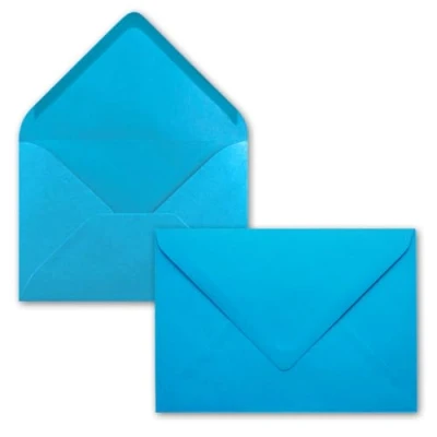 Immagine di 50x Buste B6 17,5 x 12,5 cm Blu azzurro Colla umida con lembo a punta 120 g/m² Per matrimoni, biglietti di auguri, inviti